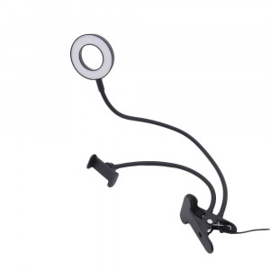 Кольцевая лампа для селфи ShineBright с гибким держателем для телефона на прищепке