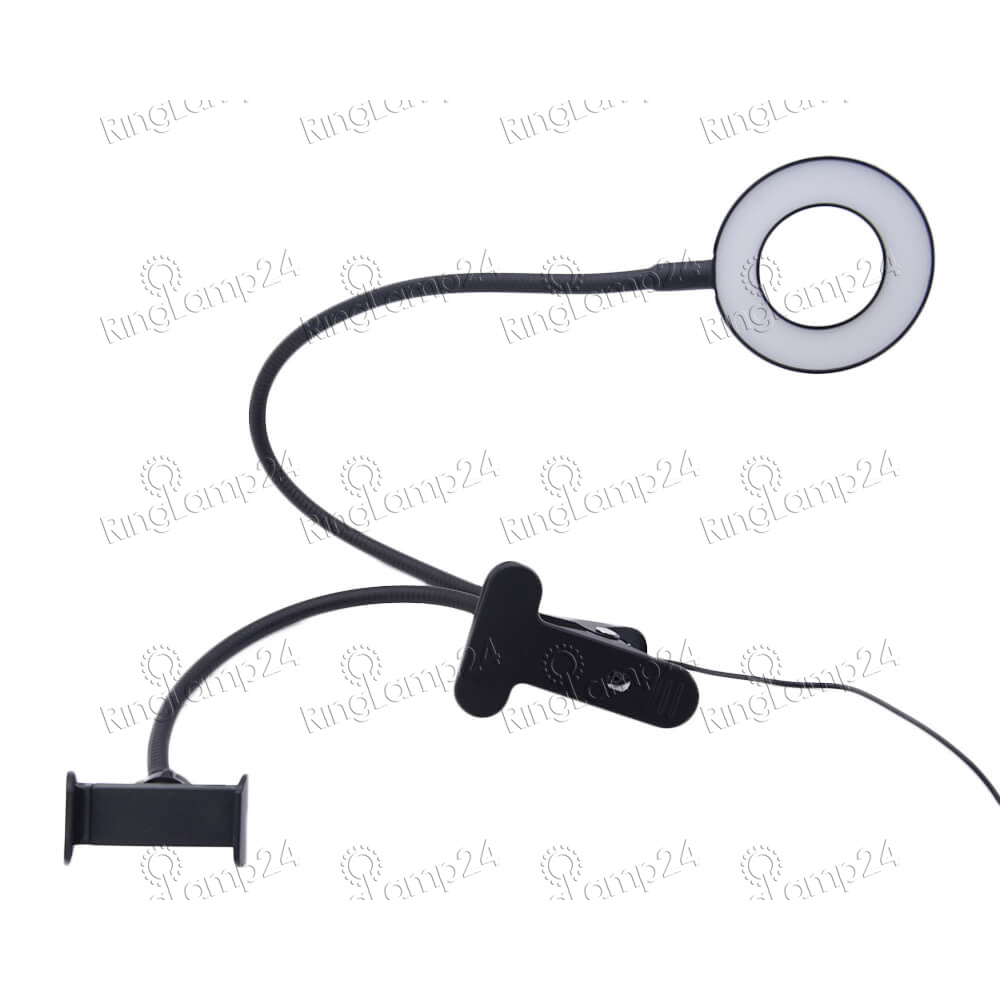 Кольцевая лампа для селфи ShineBright с гибким держателем для телефона на прищепке - 3